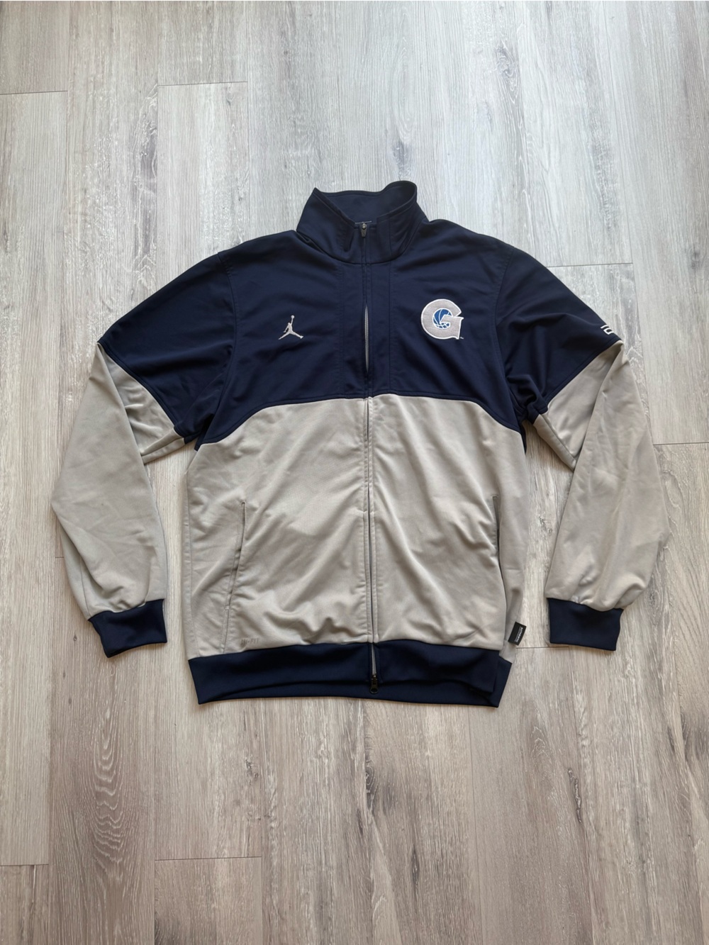 Jordan Brand Georgetown University Hoyas Navy and Light Gray Basketball Jacket